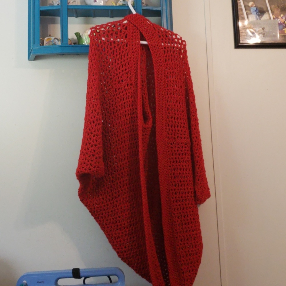 Plus size red crochet wrap
